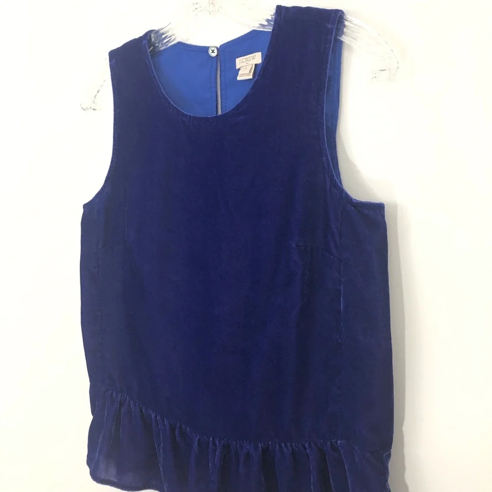 4/$25 J Crew Velvet Peplum Tank Top Blue 2